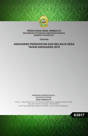 Peraturan Desa Srimulyo Nomor 8 Tahun 2017 tentang Anggaran Pendapatan dan Belanja Desa Tahun Anggar